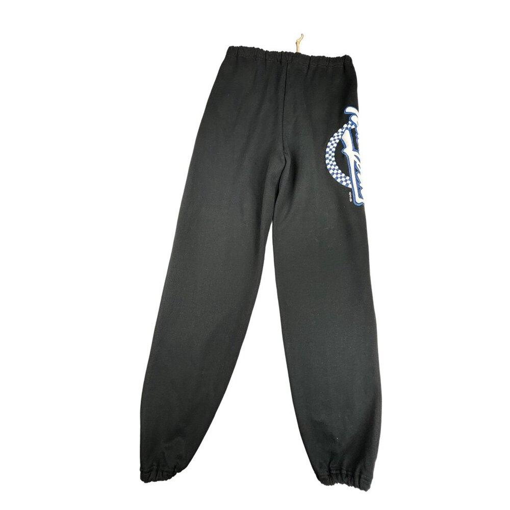 VTG Jerzees Sweatpants New York Puffy Paint Black Fleece Lined Elastic Waist USA